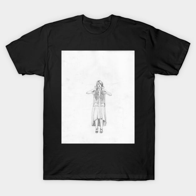 Exposure , Cute Girl with Xray Skelton in dress T-Shirt by IrenesGoodies